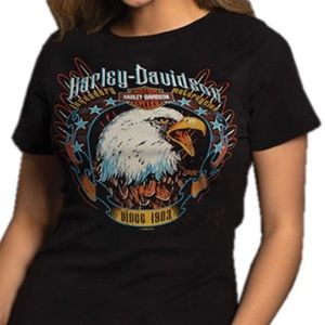 HARLEY-DAVIDSON GRAPHIC TEE “BRIGHTNESS EAGLE” ACID WASH WOMEN’S LARGE